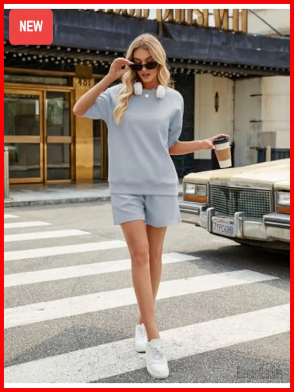 2 Piece Lounge Set Short Sleeve Top and Shorts Loungewear Matching Outfit